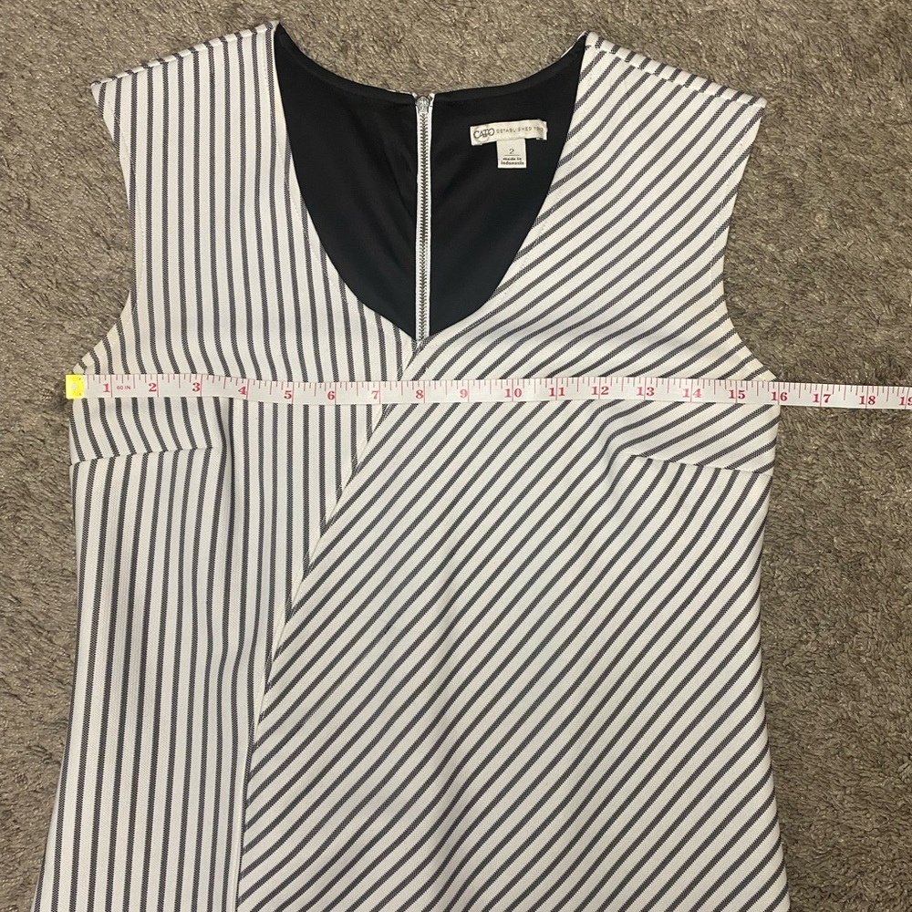 Cato A-Line Sleeveless Striped Dress Women’s Size 2 With Front Slit - Picture 4 of 9